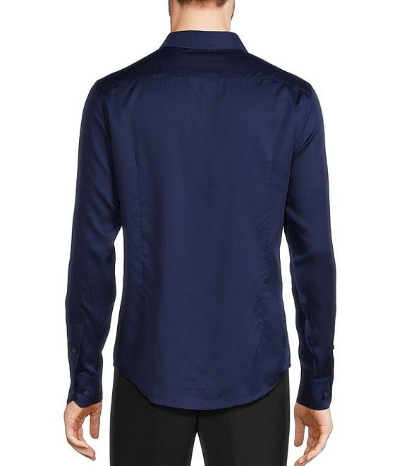 Murano Wardrobe Essentials Slim Fit Solid Sateen Long Sleeve Woven Shirt Product Image
