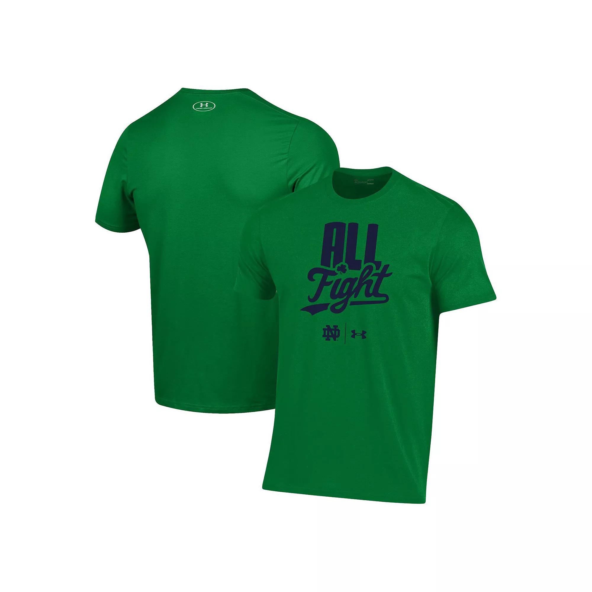Men's Under Armour Green Notre Dame Fighting Irish All Fight T-Shirt, Size: Large Product Image