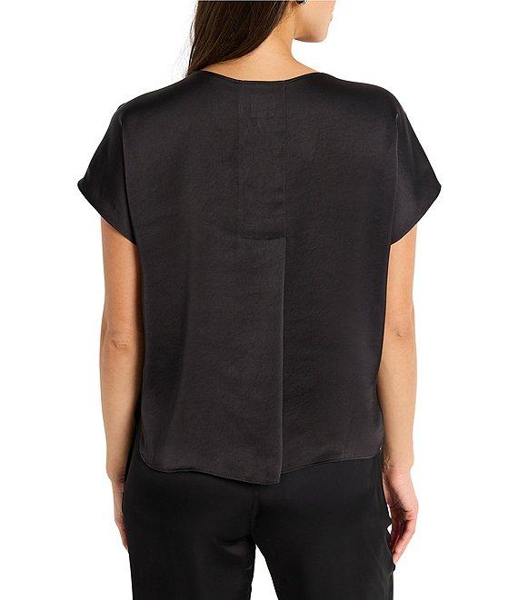 NIC + ZOE Woven Day Gloss Boat Neck Short Dolman Sleeve Top Product Image