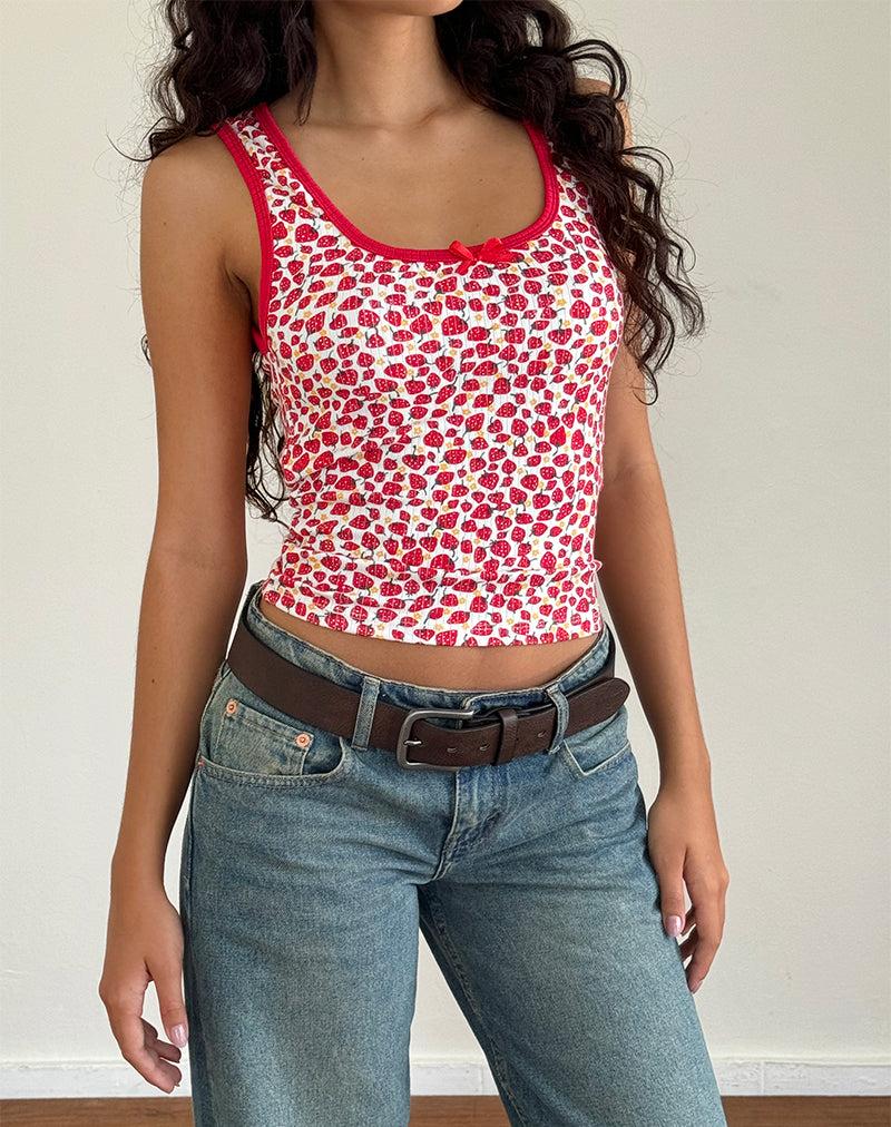 Carili Vest Top in Strawberry 2023 Print Female Product Image