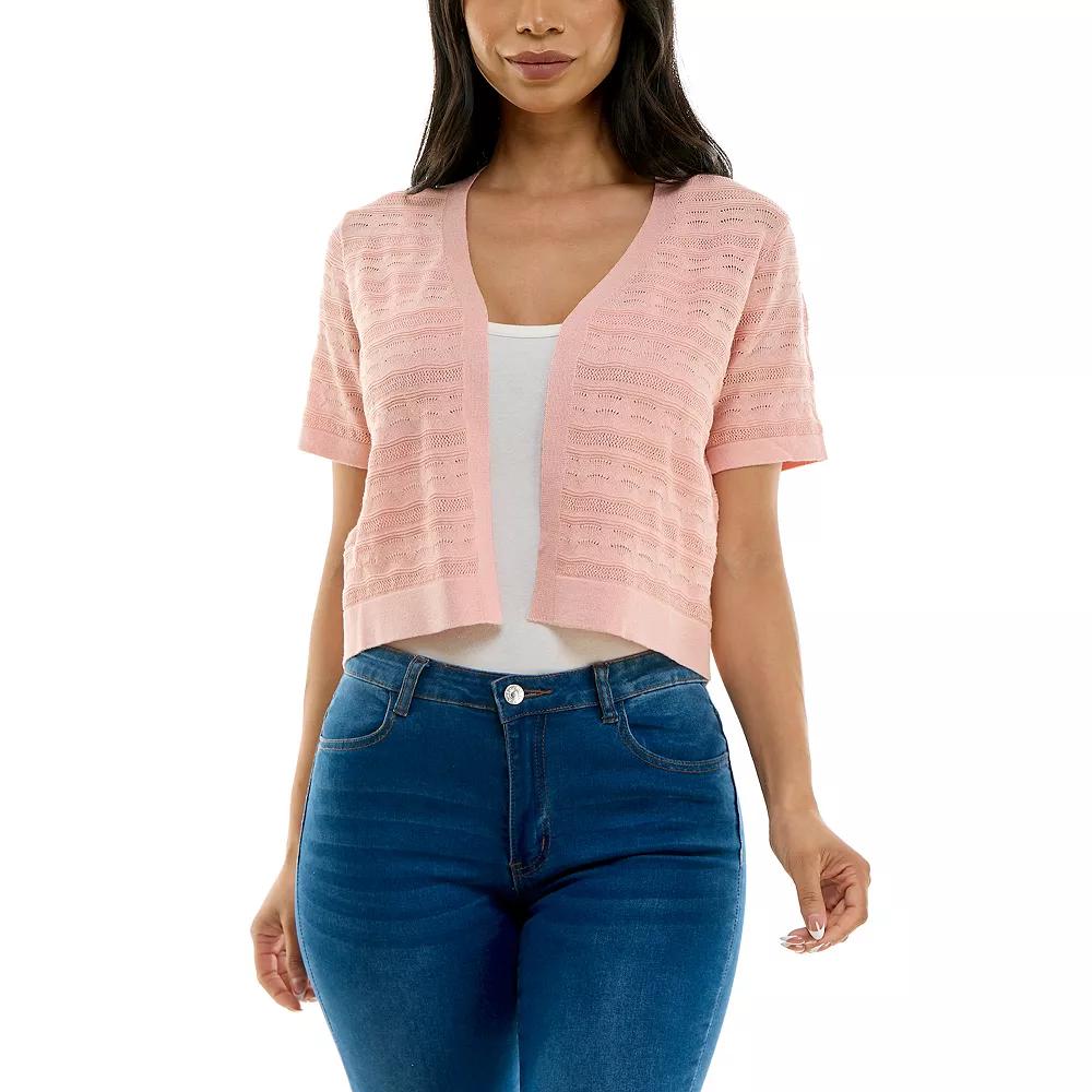Women's Nina Leonard Novelty Stitch Bolero Jacket, Size: Large, Blush Product Image