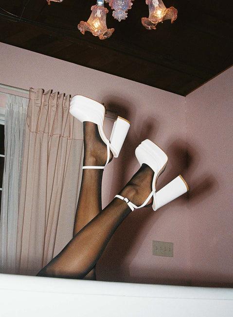 Alto Platform Heels Matte White Product Image