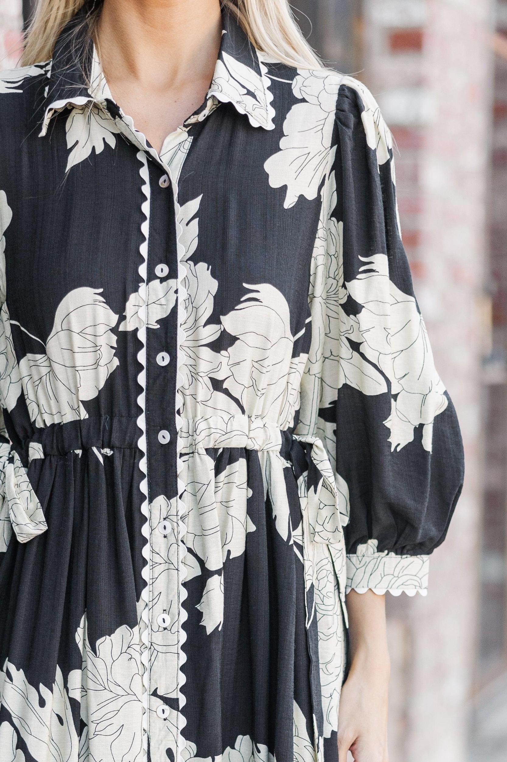 Come Together Black Floral Midi Dress Female Product Image