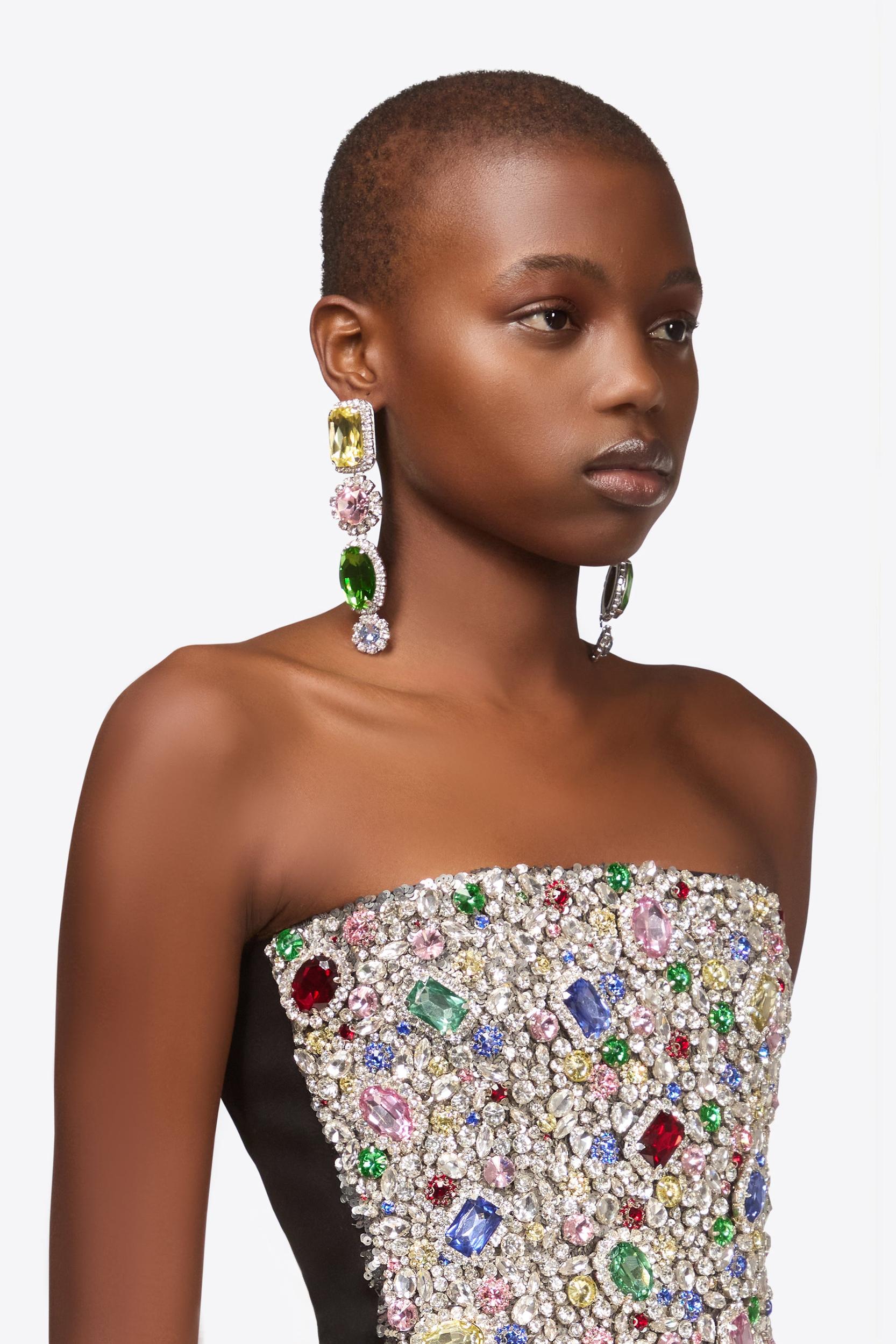 Crystal Gemstone Drop Earrings Product Image