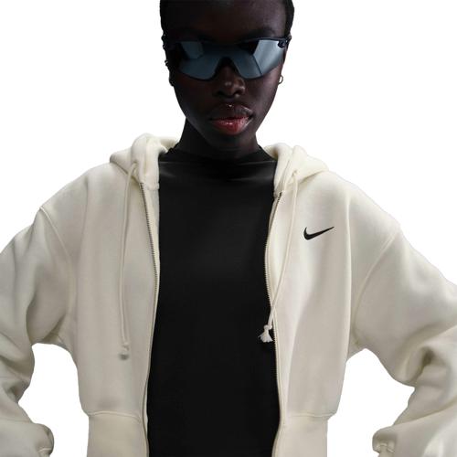 Nike Womens Nike NSW Phoenix Fleece Loose Crop FZ Hoodie - Womens Black/Sail Product Image