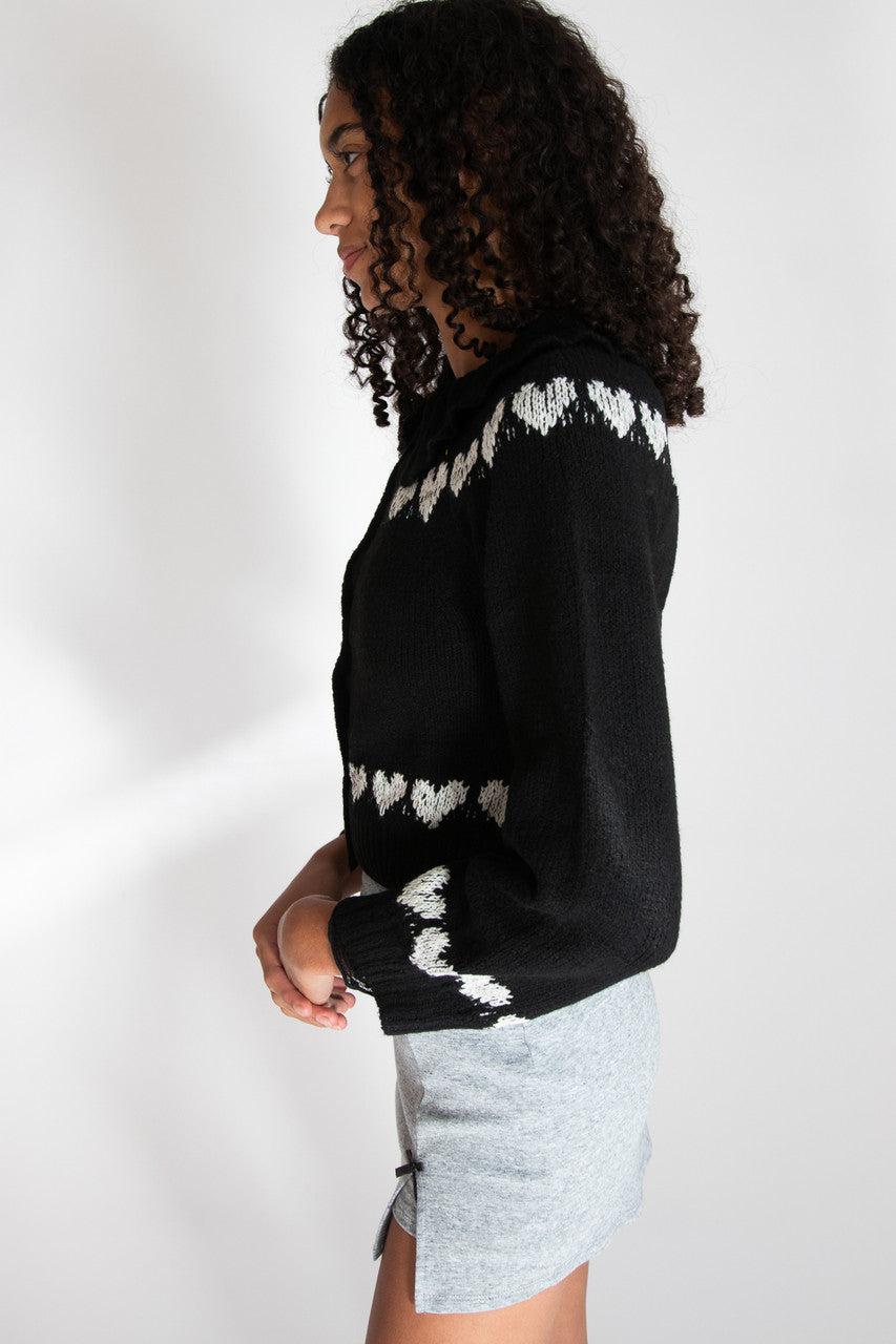 Ruffle Collar Heart Cardigan Product Image