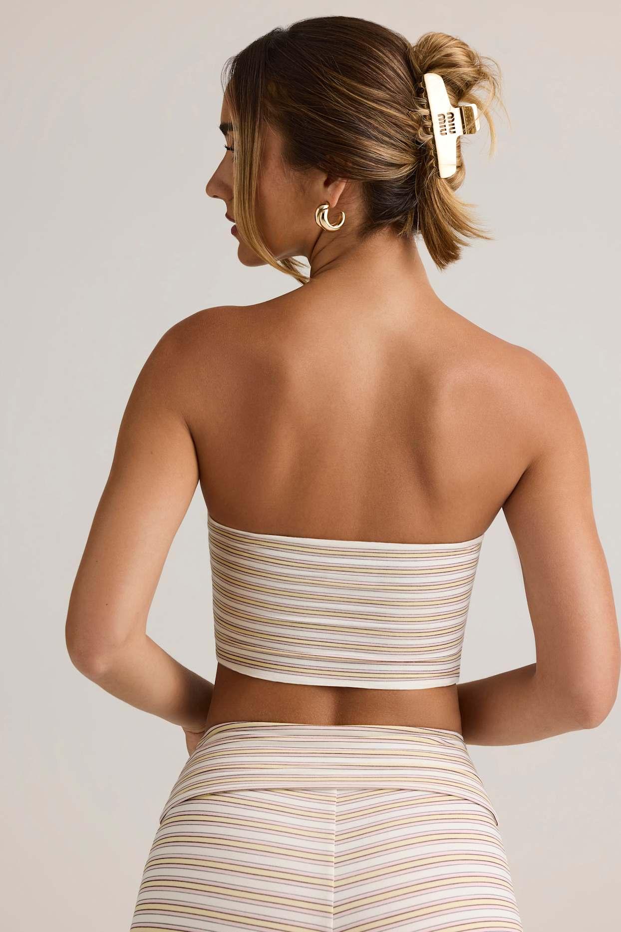 Modal Strapless Crop Top in Pink Yellow Stripe Product Image