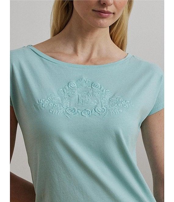 Lauren Ralph Lauren Knit Jersey Boat Neck Short Sleeve Tee Product Image