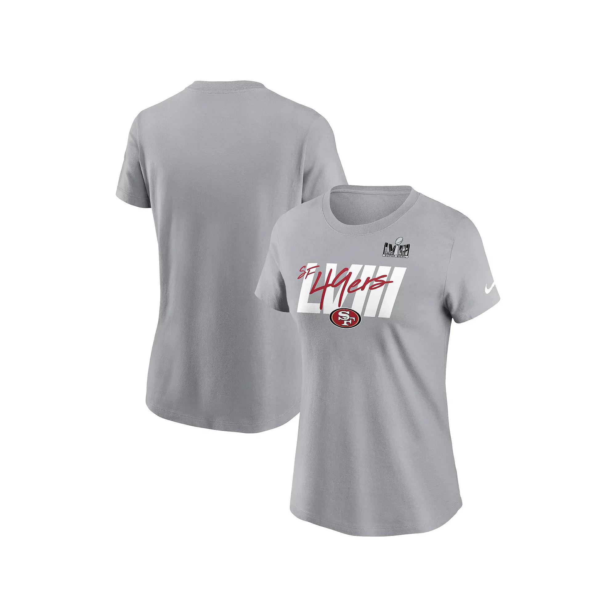 Women's Nike Gray San Francisco 49ers Super Bowl LVIII Specific Essential T-Shirt, Size: 2XL, Grey Product Image
