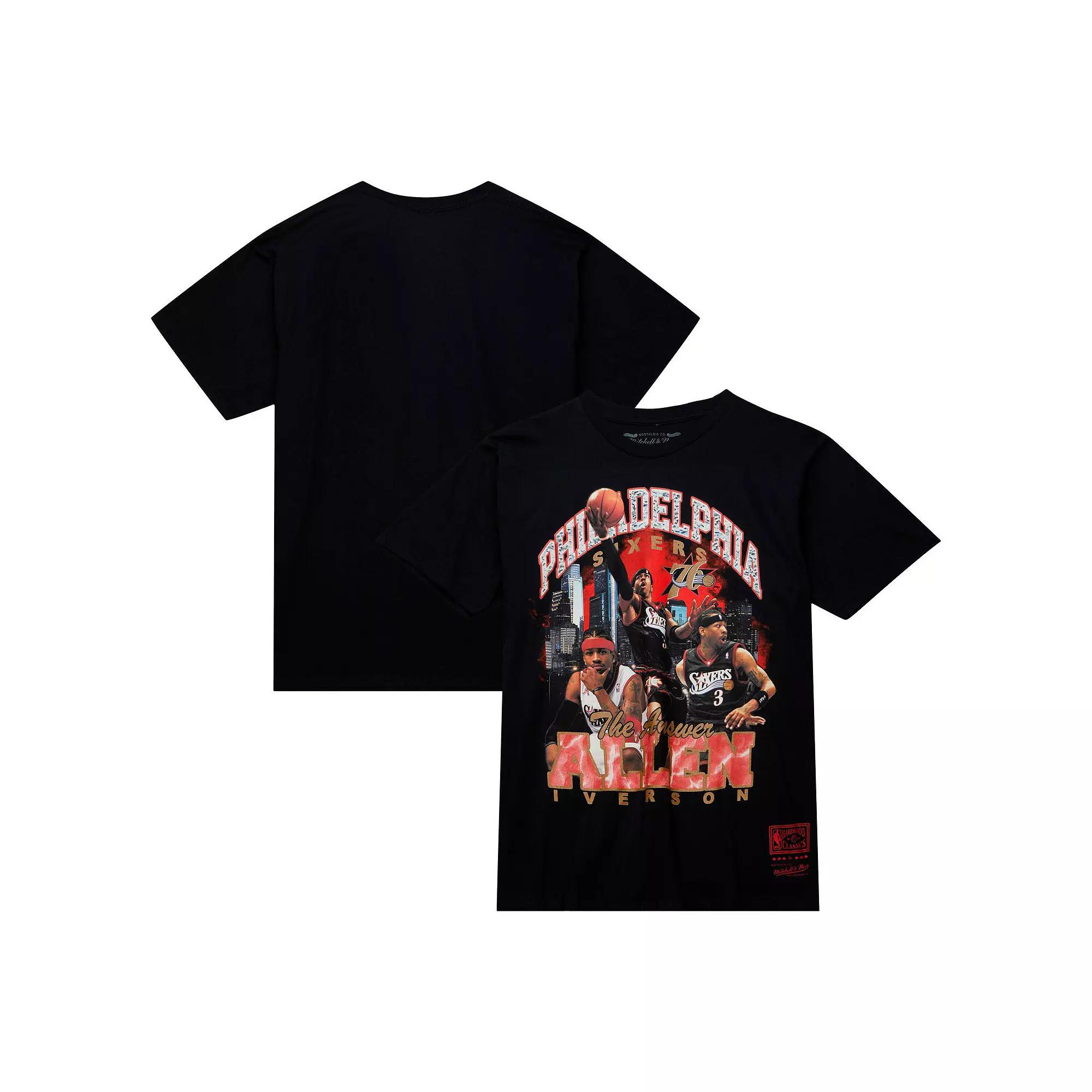 Men's Mitchell & Ness Allen Iverson Black Philadelphia 76ers Hardwood Classics Bling Concert Player T-Shirt,  Product Image
