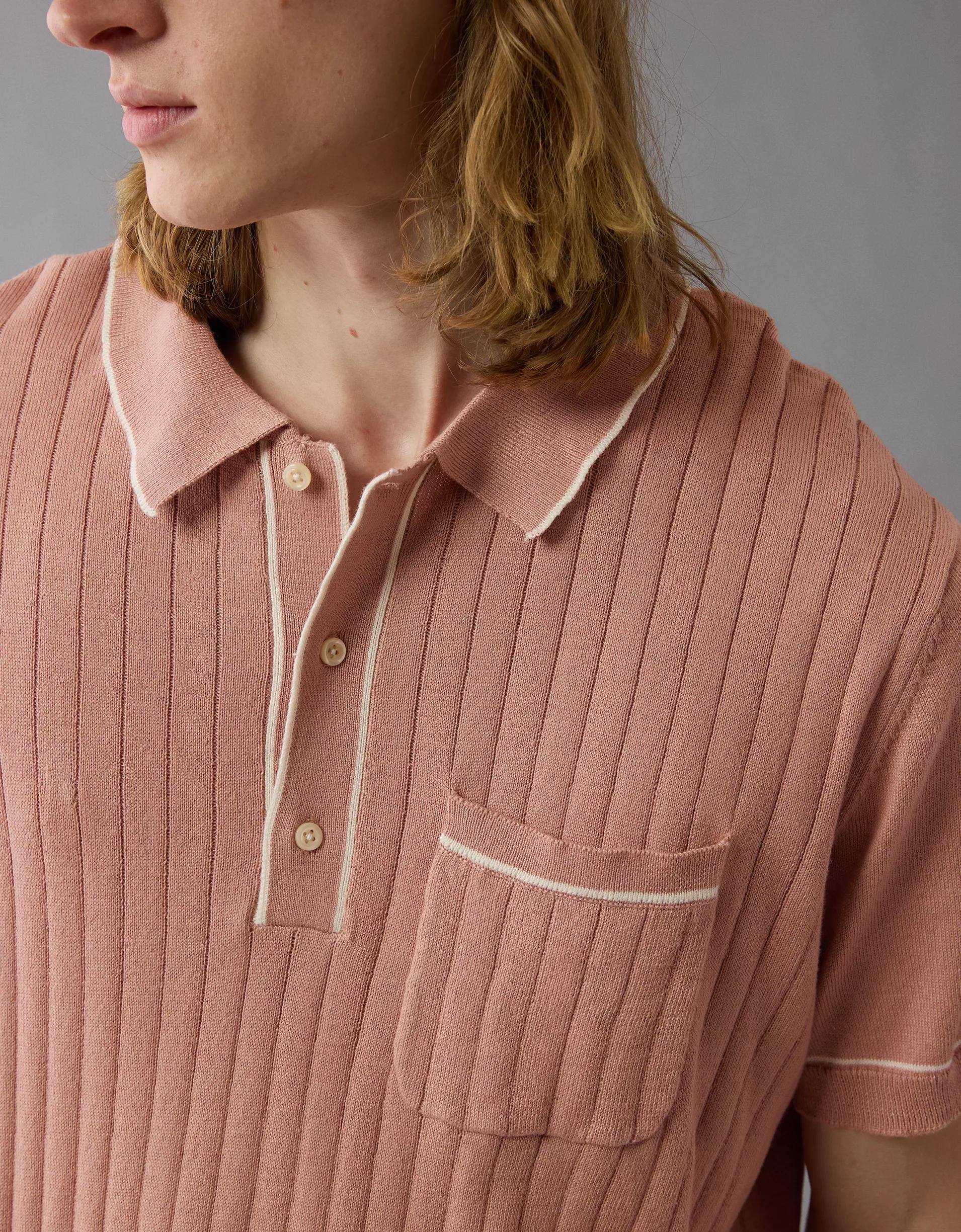 AE Weekend Tipped Sweater Polo Shirt Product Image