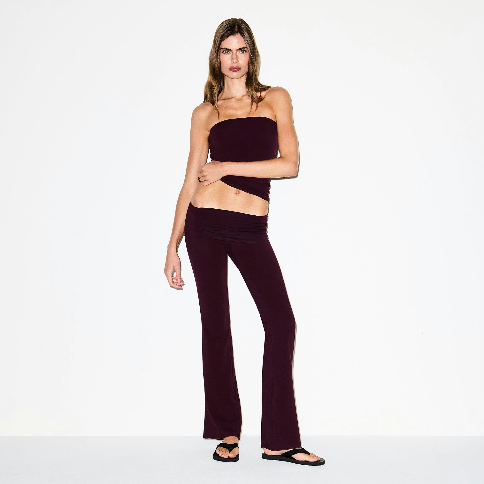 COTTON JERSEY FOLDOVER PANT | CURRANT Product Image