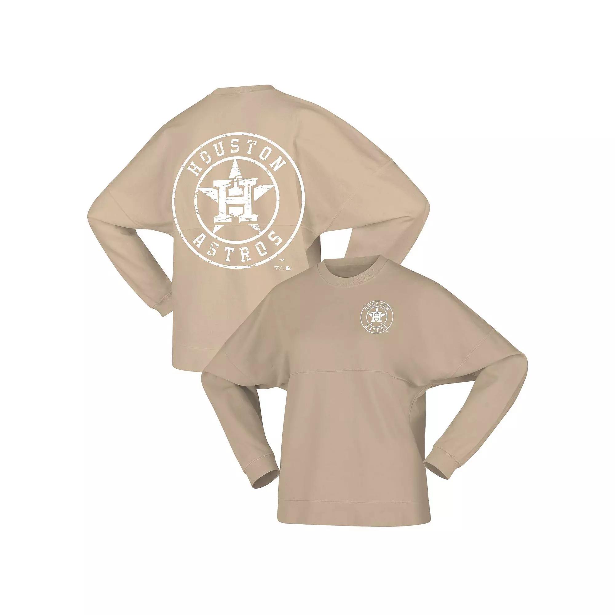 Women's Fanatics Branded Tan Houston Astros Branded Fleece Pullover Sweatshirt, Size: Small, Team Product Image