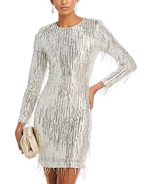 Le Bos Metallic Fortuny Round Neck 3/4 Sleeves Pearl Rhinestone Peplum 2-Piece Jacket Dress Product Image