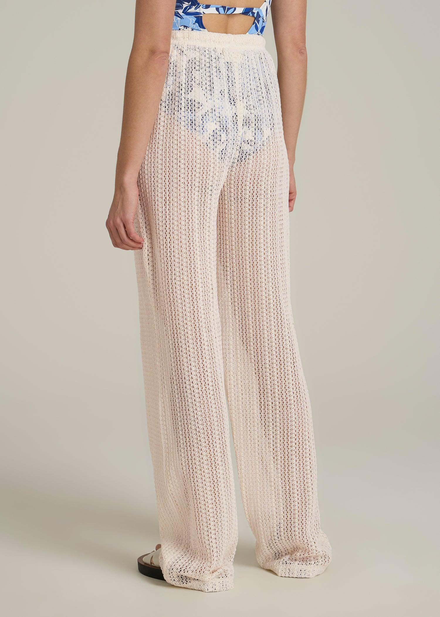 Openwork Knit Pants for Tall Women in Natural Female Product Image