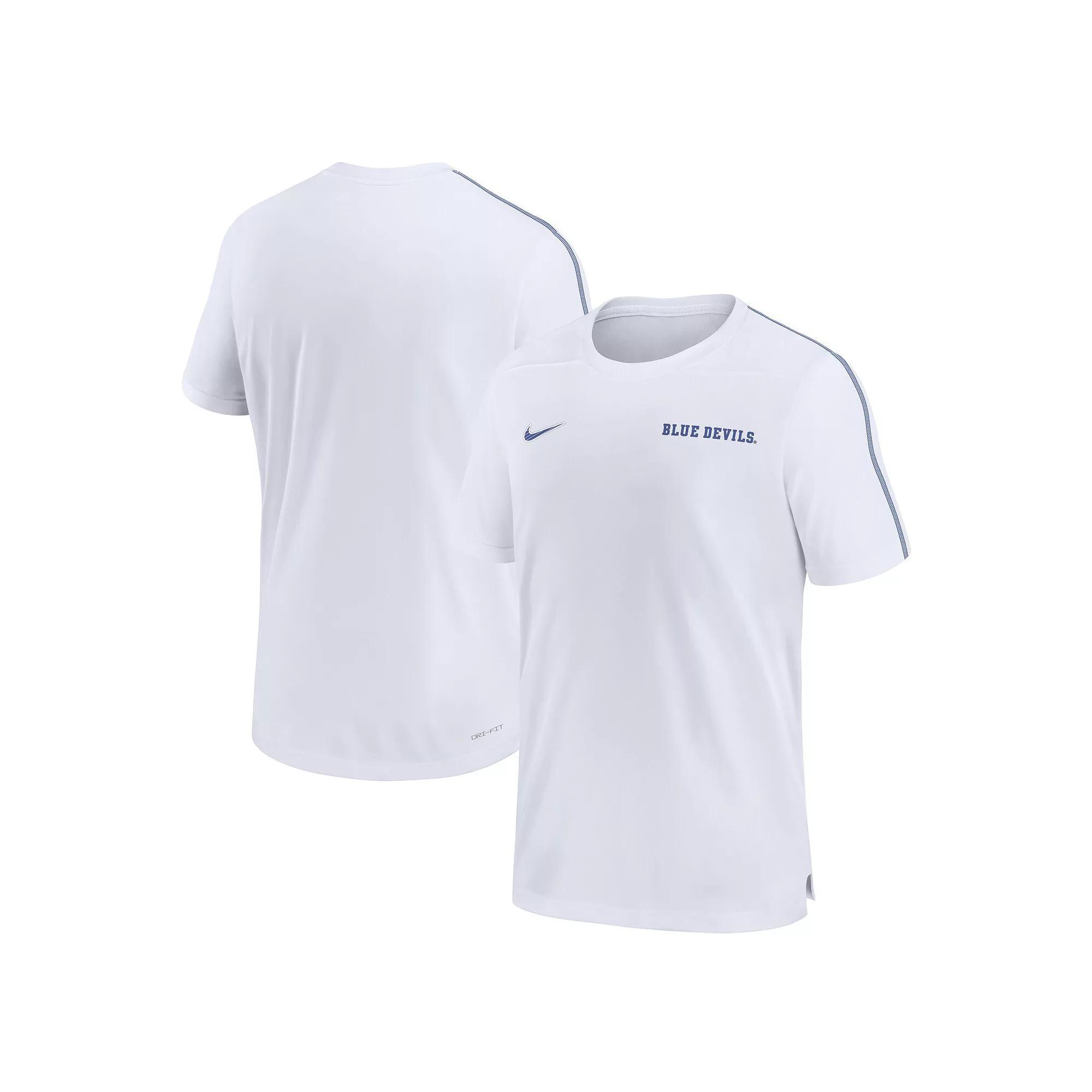 Men's Nike White Duke Blue Devils 2024 Sideline Coach Performance Top,  Product Image