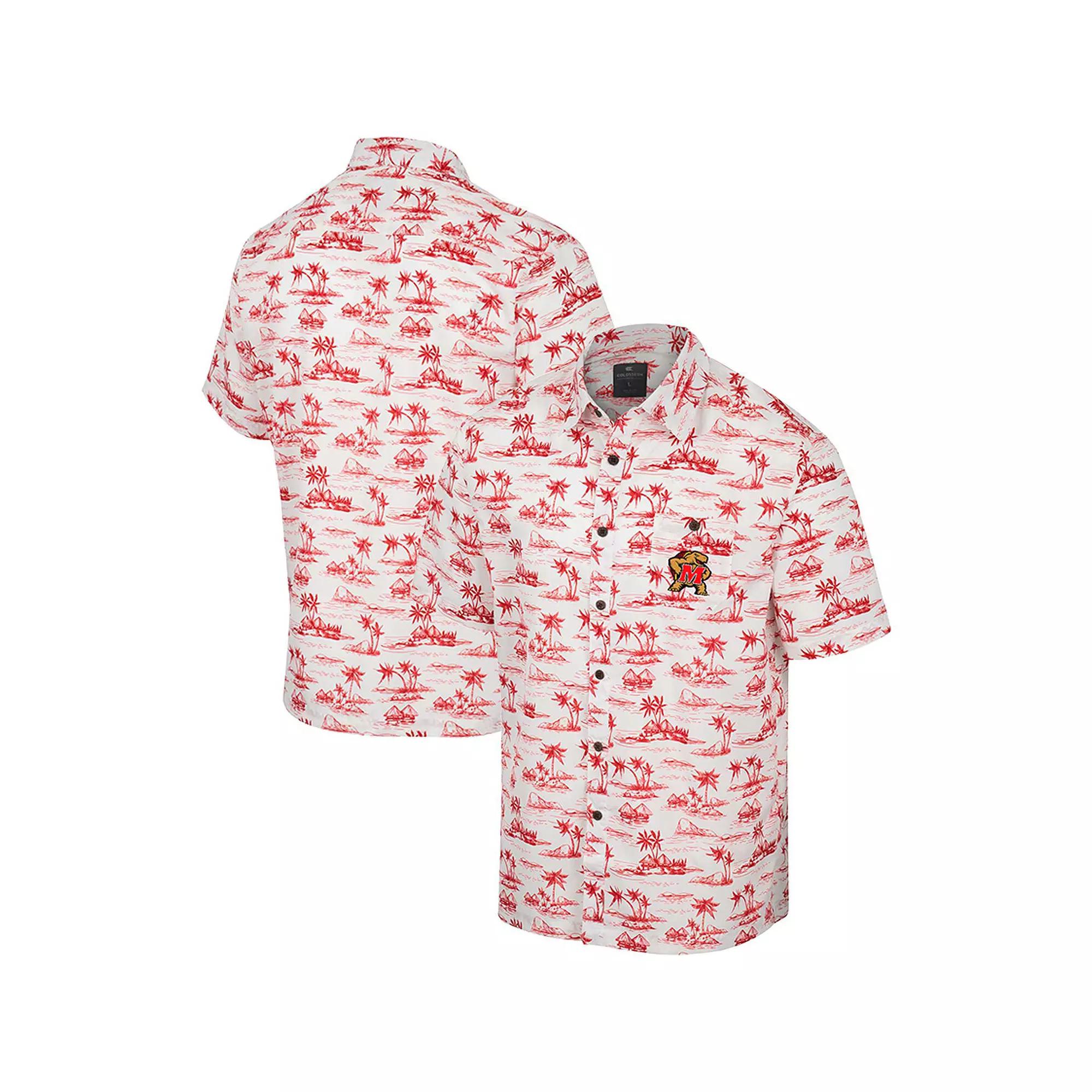 Men's Colosseum White Boston College Eagles Spontaneous is Romantic Camp Button-Up Shirt, Size: XL Product Image