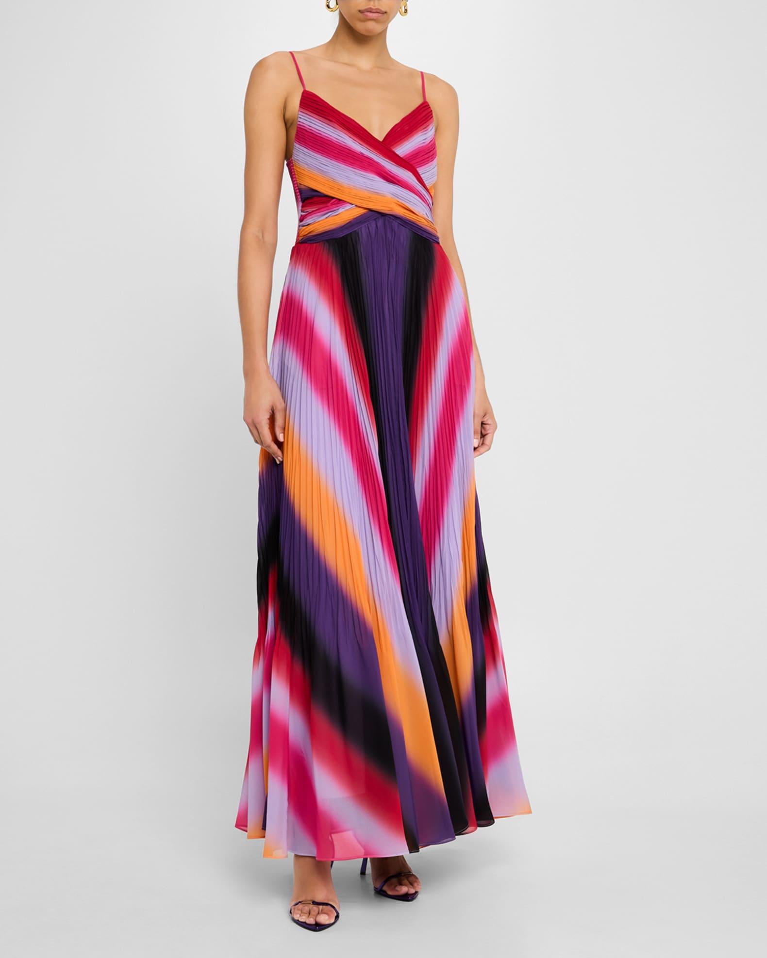 Jules Pleated Ombre Striped Maxi Dress Product Image