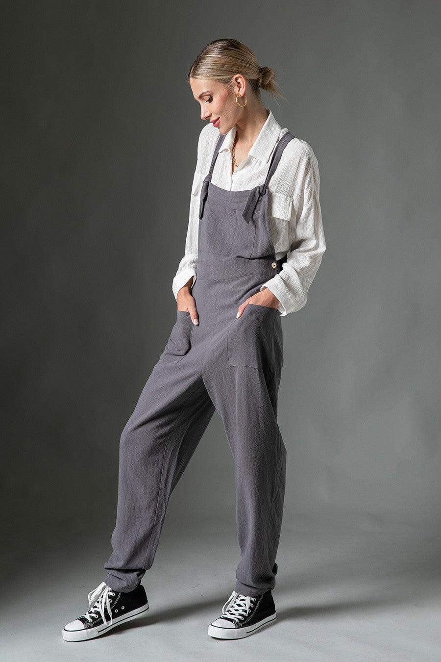 Linen Mix Jumpsuit Overalls Product Image