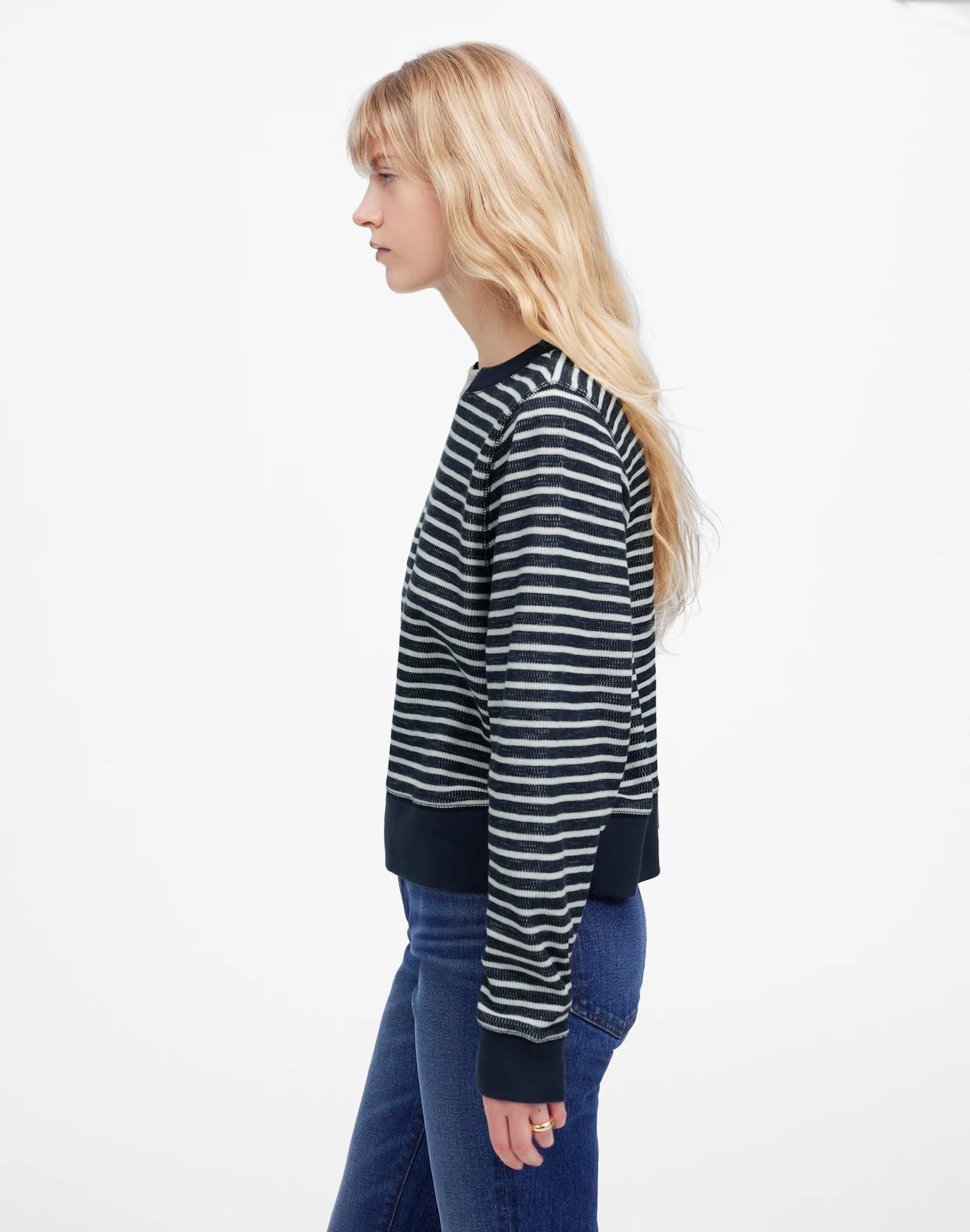 Relaxed Long-Sleeve Crewneck Tee in Stripe Product Image