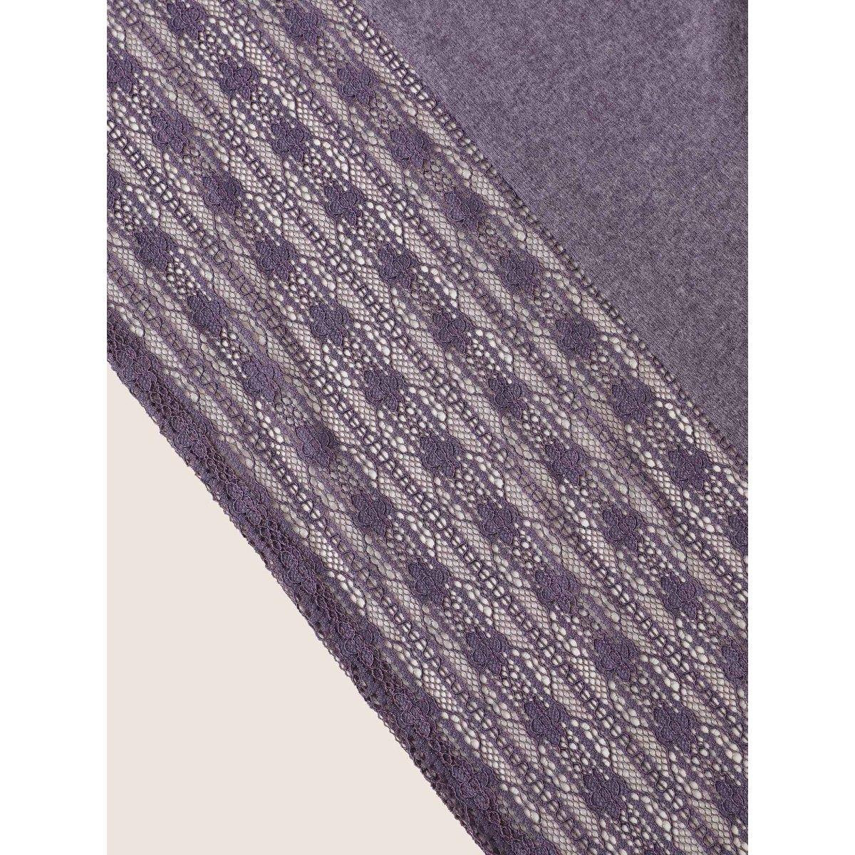 Plus Size Lace Panel Roll Tab Sleeve Open Front Kimono Women Mauve Elegant Woven ribbon&lace trim Everyday Kimonos BloomChic 10/M Product Image