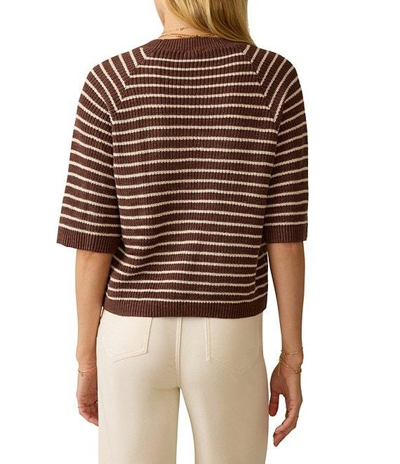 Faherty Miramar Organic Cotton Linen Blend Knit Striped Crew Neck Short Sleeve Tee Product Image