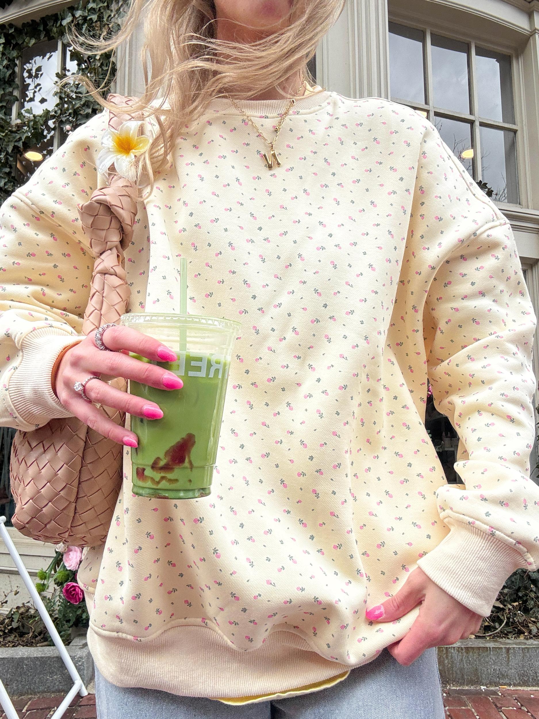 Blank Toasted Cream Roses Sweatshirt Product Image