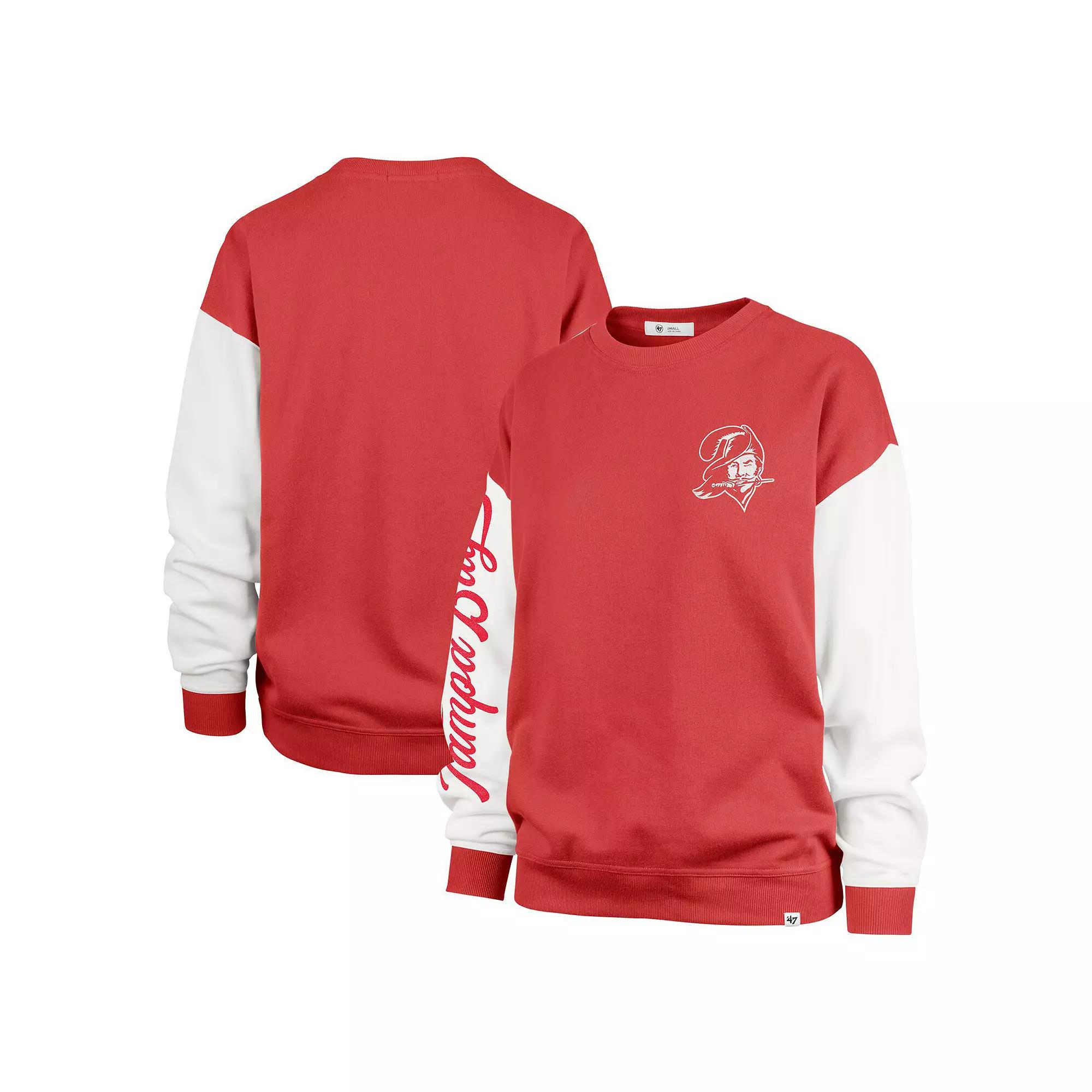 Women's '47 Red Tampa Bay Buccaneers Double Header Rise Andie Pullover Sweatshirt,  Product Image