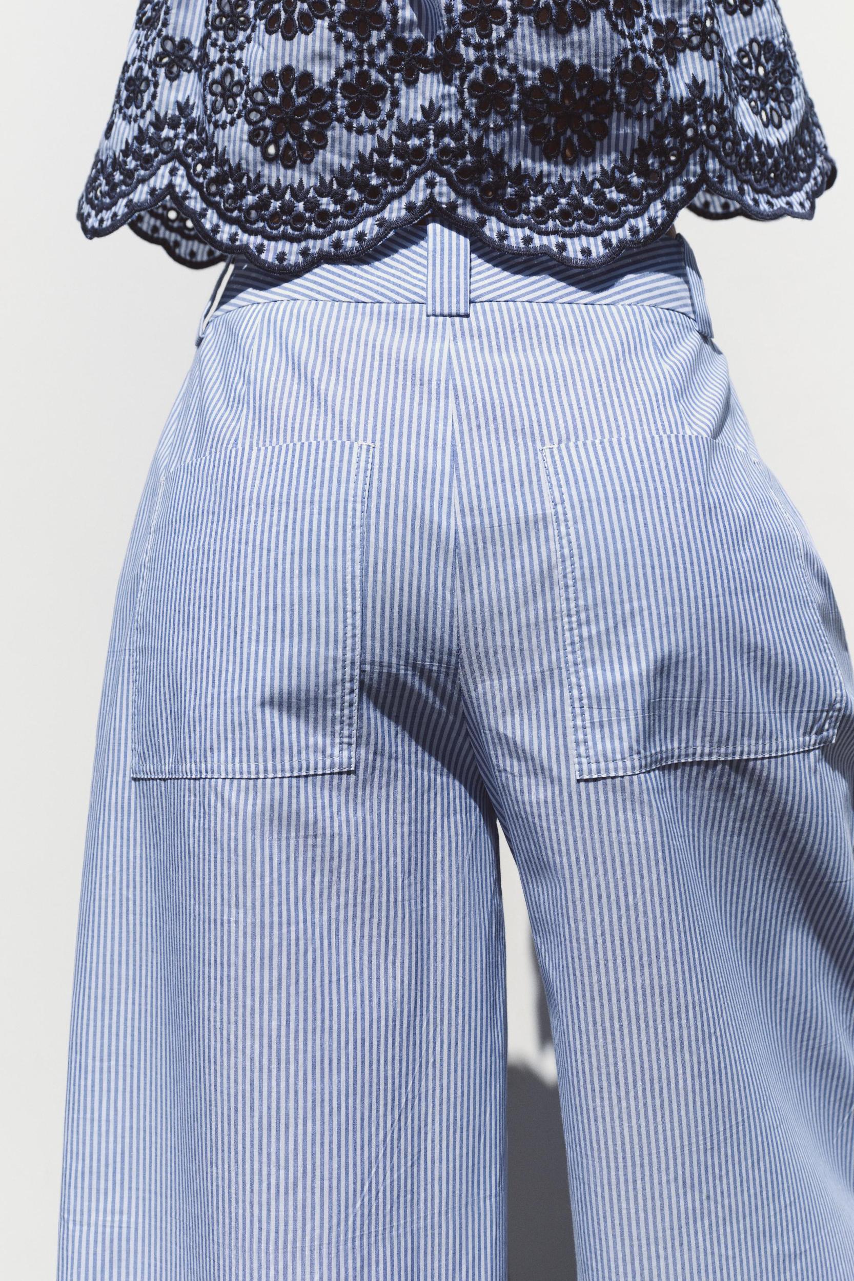 STRIPED CULOTTES WITH EMBROIDERY Product Image