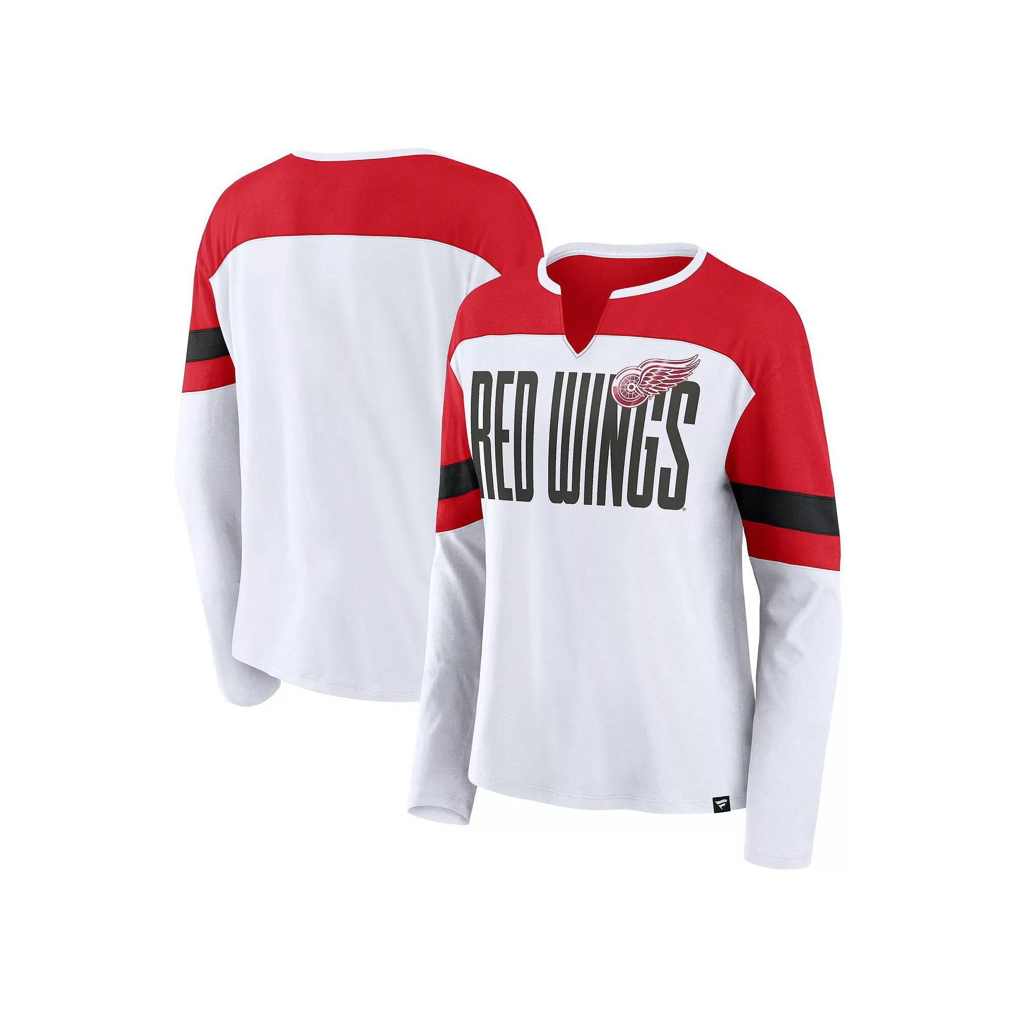 Women's Fanatics White Detroit Red Wings Frozen Long Sleeve Notch Neck T-Shirt, Size: XS Product Image
