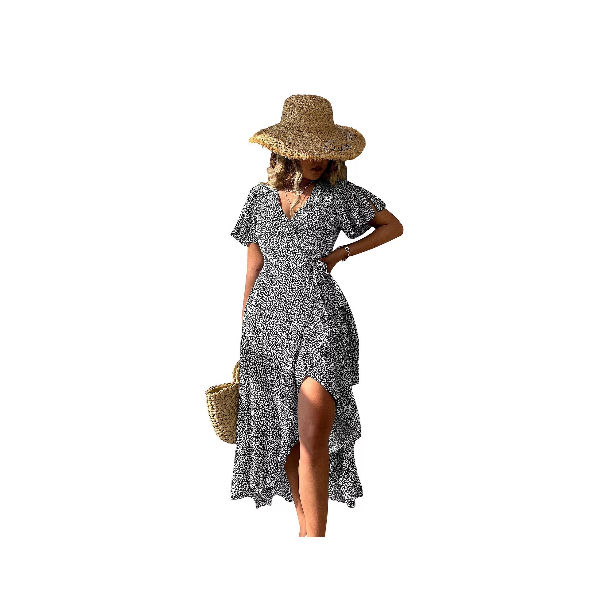 Women's Cupshe Flared Sleeve V-neck Ditsy Dress,  Product Image