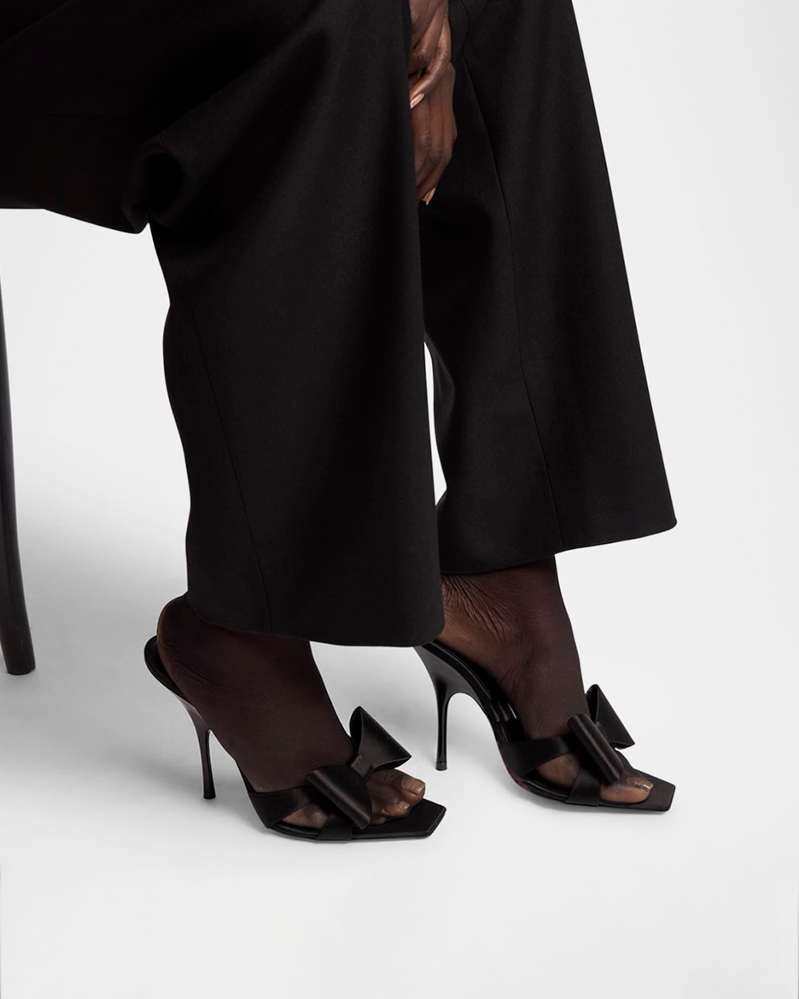 Tuxedo Bow Satin Stiletto Sandals Product Image