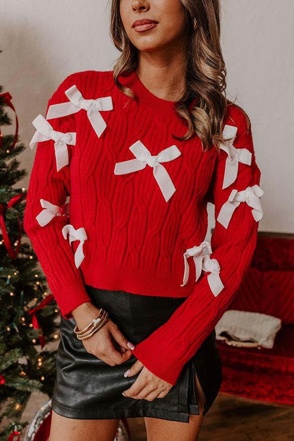 Better Bow-lieve It Cable Knit Sweater Top Product Image