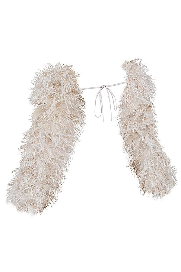 Ash  off white marabou sleeve jacket Product Image