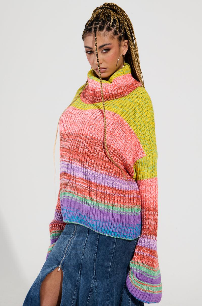 LOOK AT ME CHUNKY MULTI COLOR KNIT SWEATER Product Image