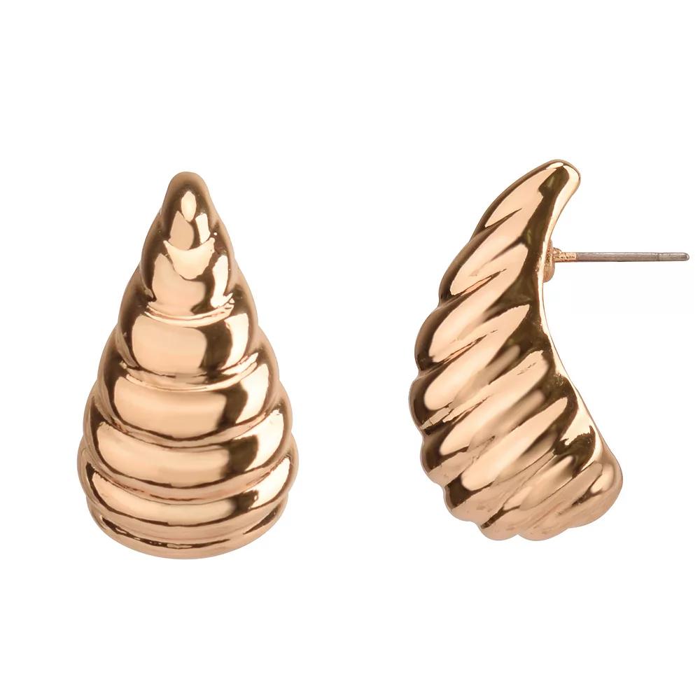 Women's Gold Tone Textured Teardrop Post Earrings, None Product Image