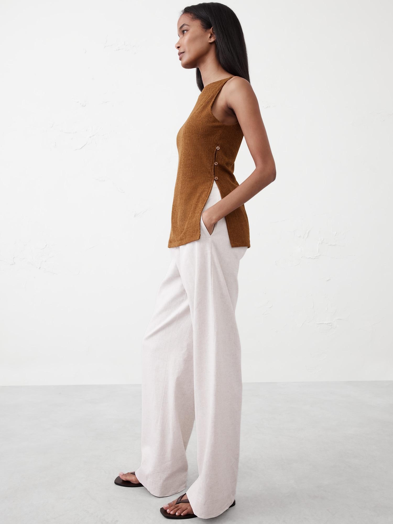 Straight-Neck Crepe Jacquard Top Product Image