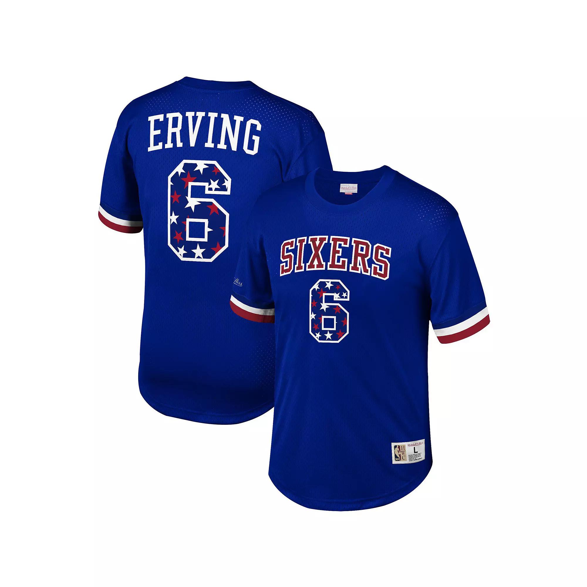 Men's Mitchell & Ness Julius Erving Royal Philadelphia 76ers Player Name & Number T-Shirt, Size: Small, 76r Blue Product Image