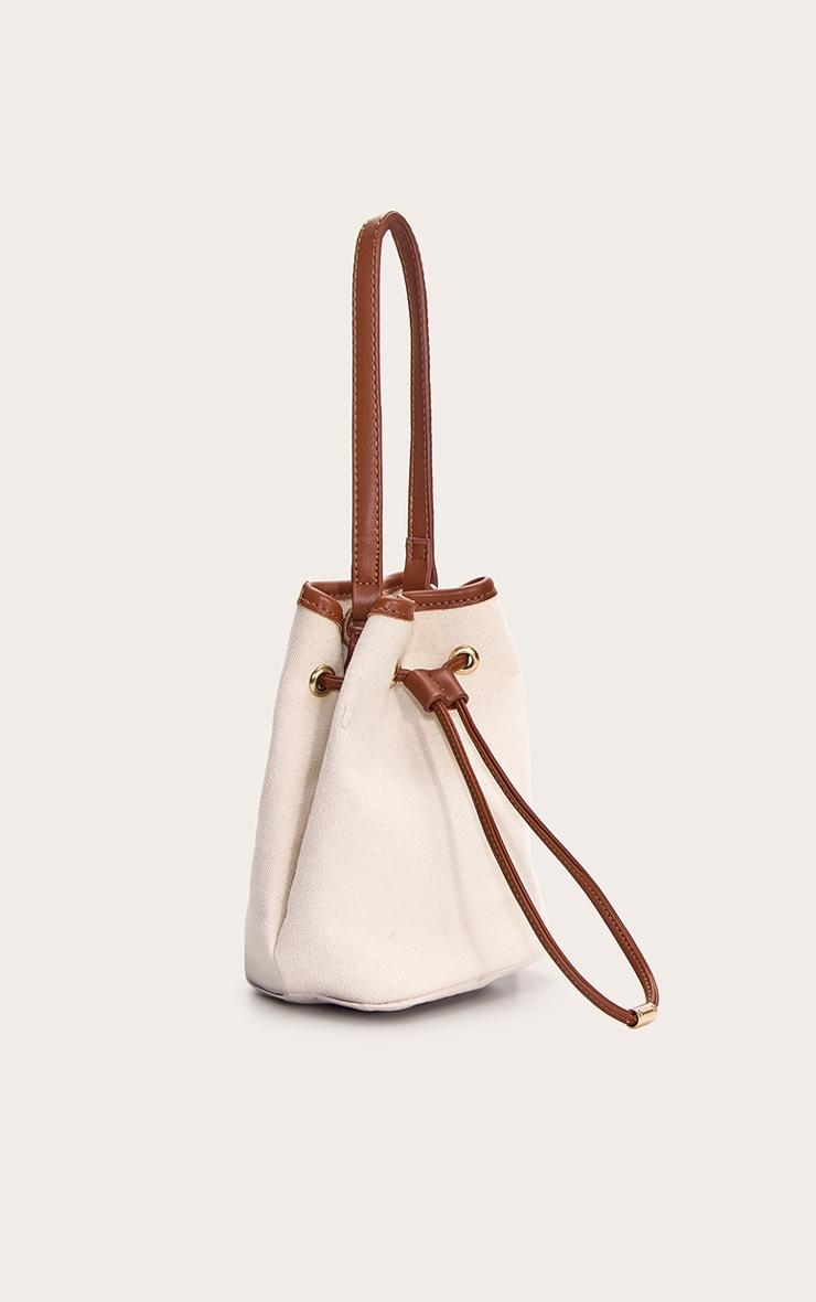 Natural Canvas Mini Drawstring Bucket Beach Bag Product Image