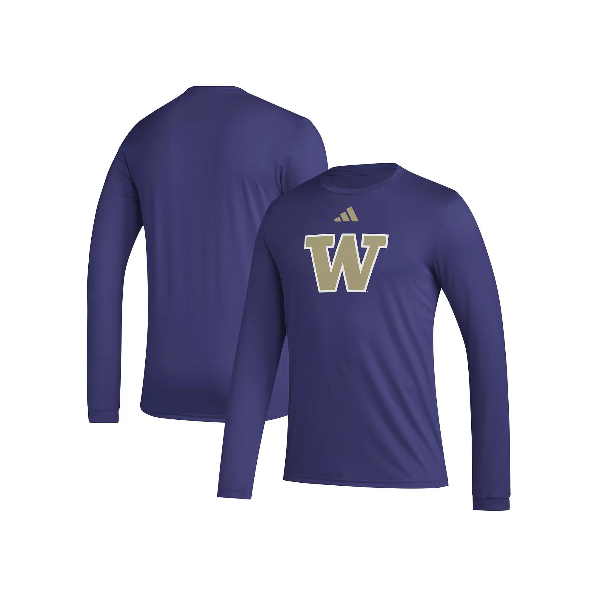 Men's adidas Purple Washington Huskies Primary Locker Logo Pre-Game Long Sleeve T-Shirt,  Product Image