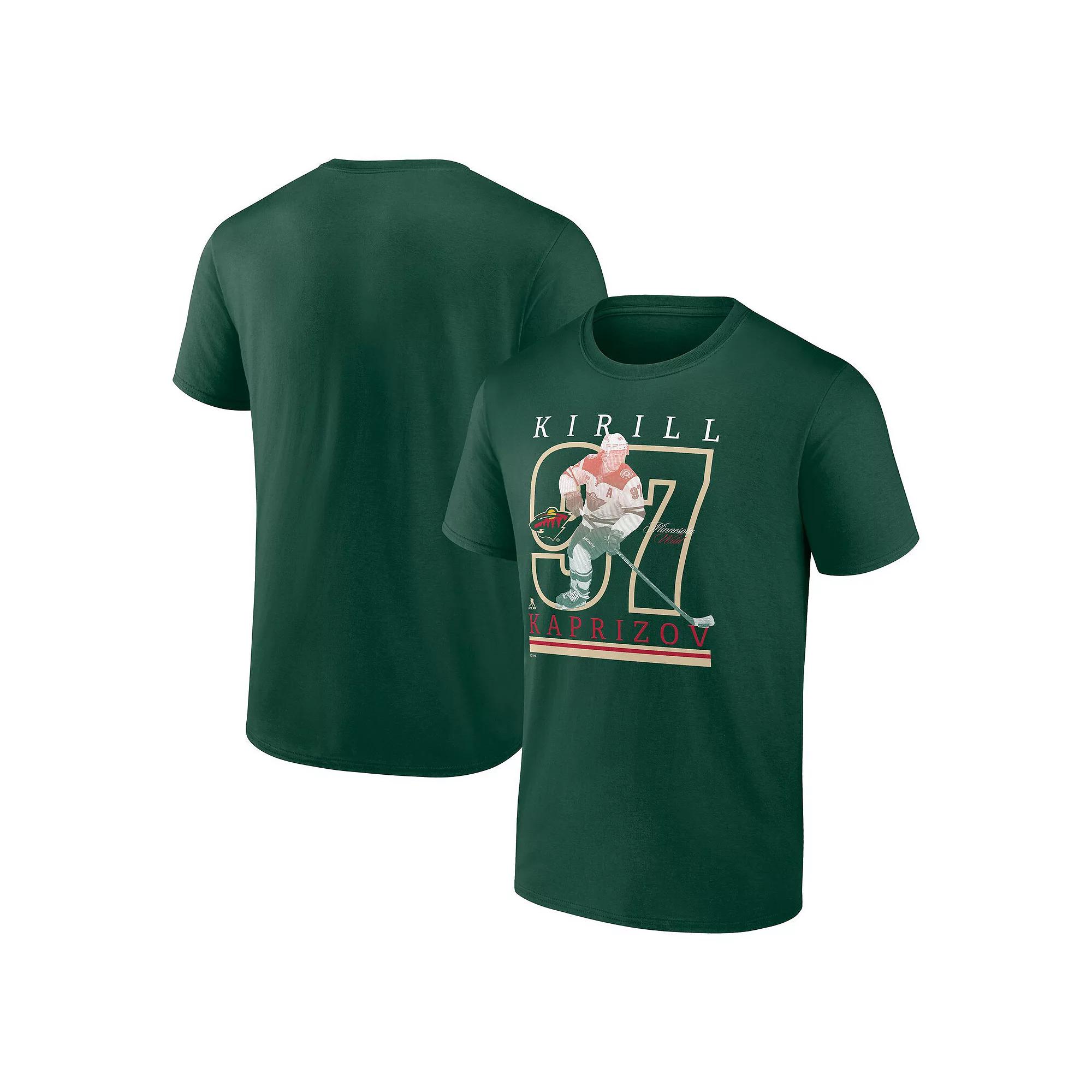 Men's Fanatics Kirill Kaprizov Dark Green Minnesota Wild Player T-Shirt, Size: Large Product Image