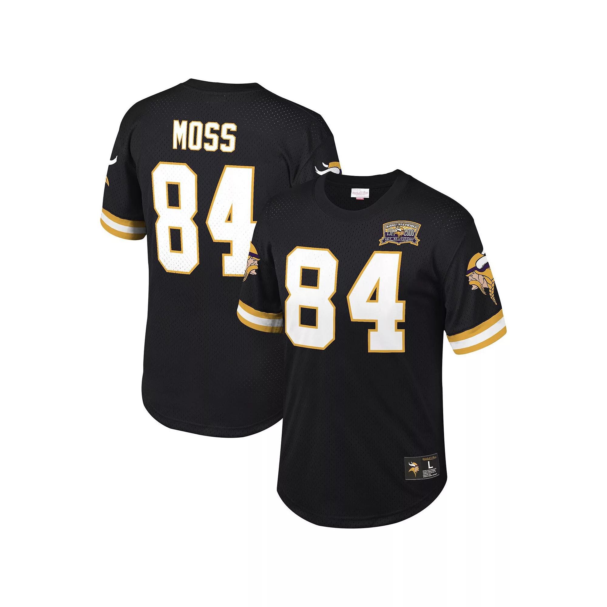 Men's Mitchell & Ness Randy Moss Black Minnesota Vikings Big & Tall Retired Player Mesh Crewneck Top, Size: 2XLT Product Image