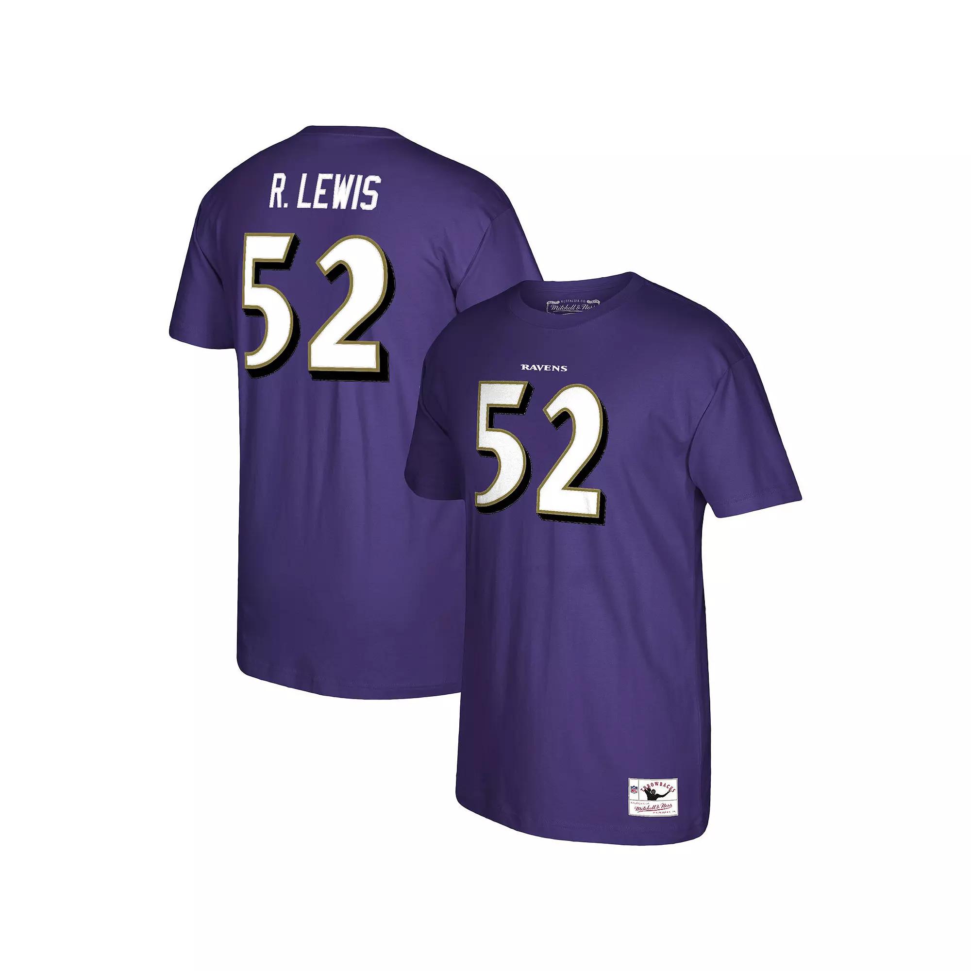 Men's Mitchell & Ness Ray Lewis Purple Baltimore Ravens Retired Player Logo Name & Number T-Shirt, Size: XL Product Image
