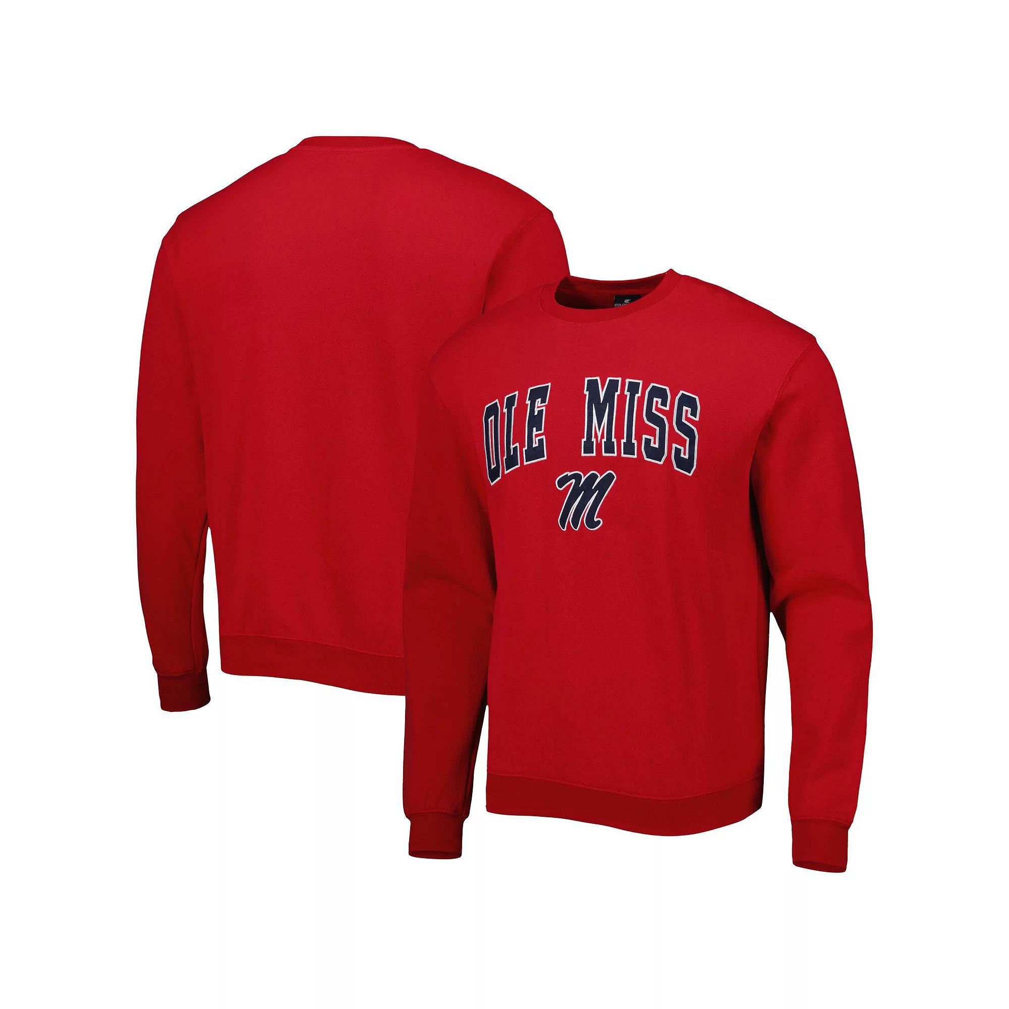 Men's Colosseum Red Ole Miss Rebels Arch & Logo Pullover Sweatshirt, Size: 2XL Product Image