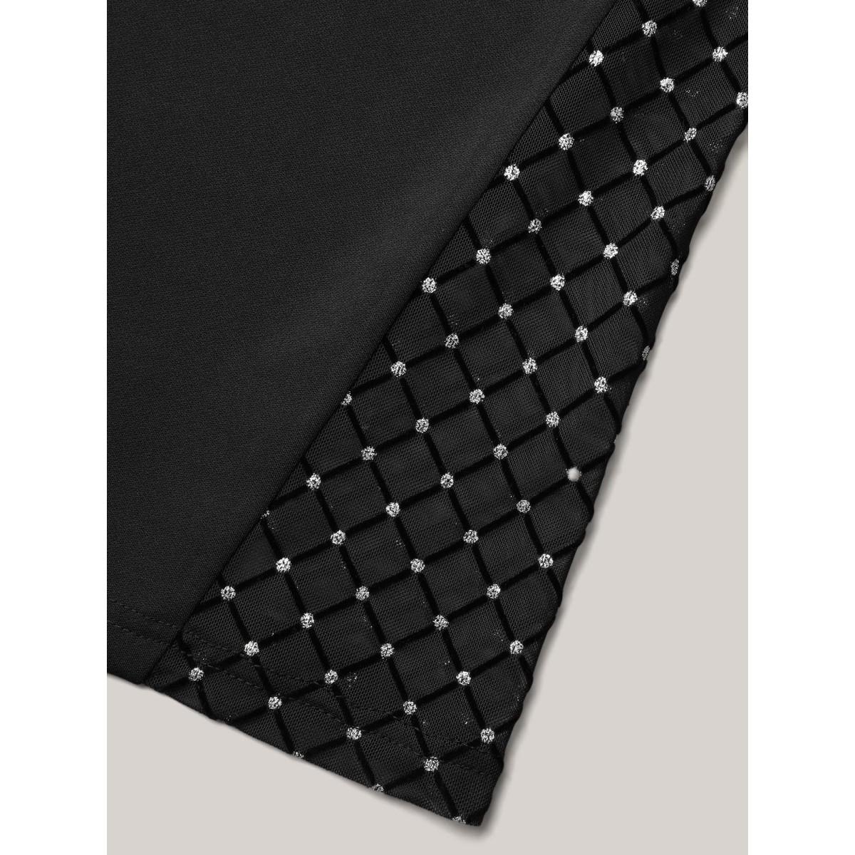 Plus Size Mesh Spliced Mid Rise Flared Pants Women Black Elegant Bootcut Mid Rise Everyday Pants BloomChic 22-24/3X Product Image