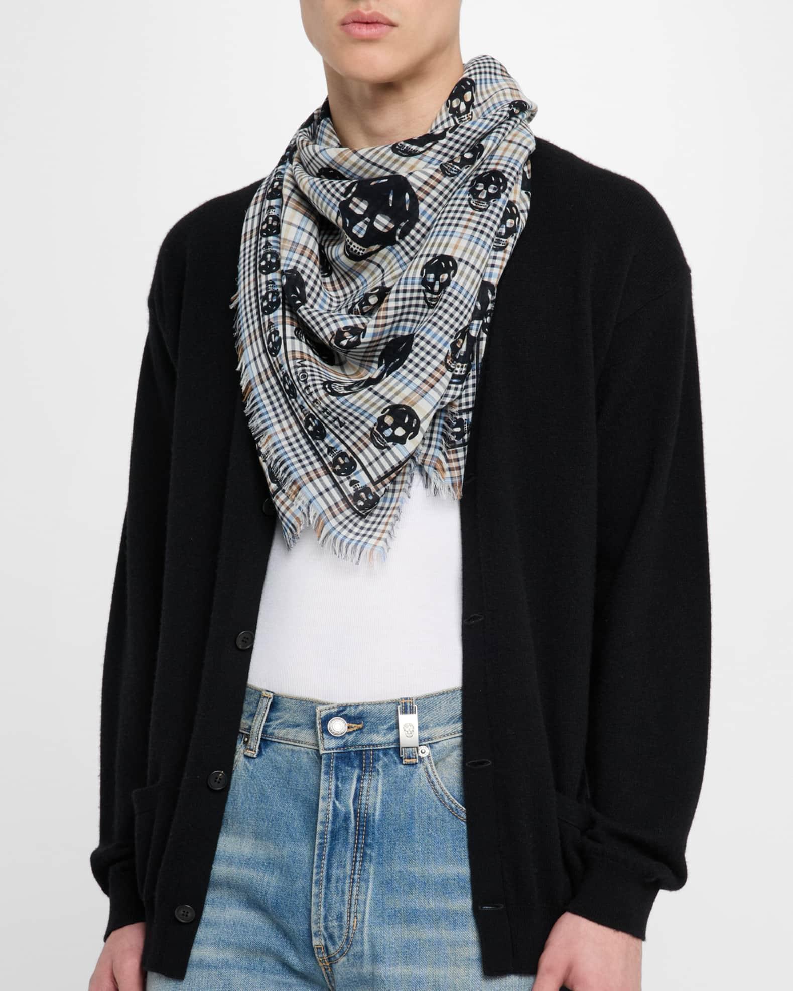 Mens Wool Skull and Summer Check Scarf Product Image