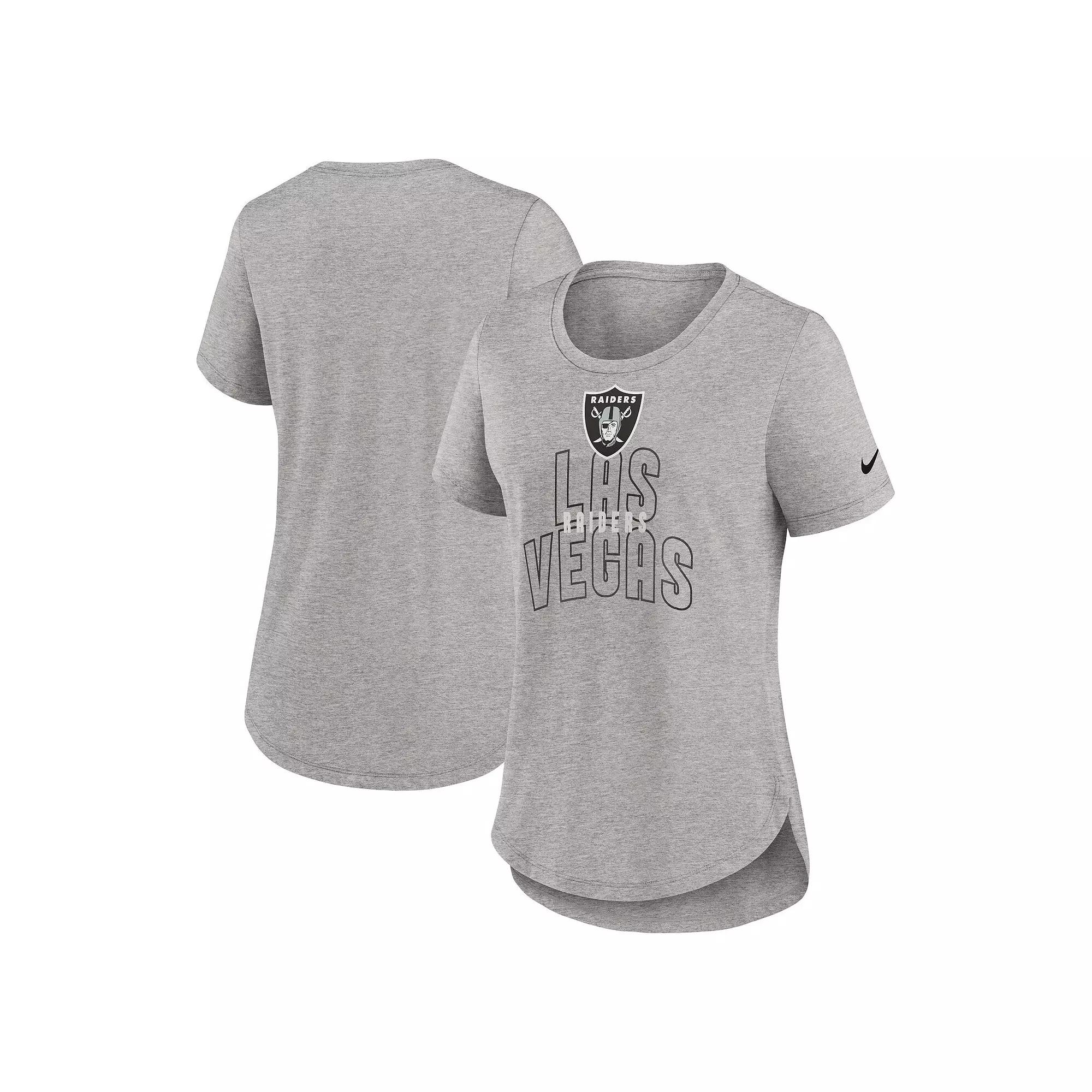 Women's Nike Heather Gray Las Vegas Raiders Fashion Tri-Blend T-Shirt,  Product Image