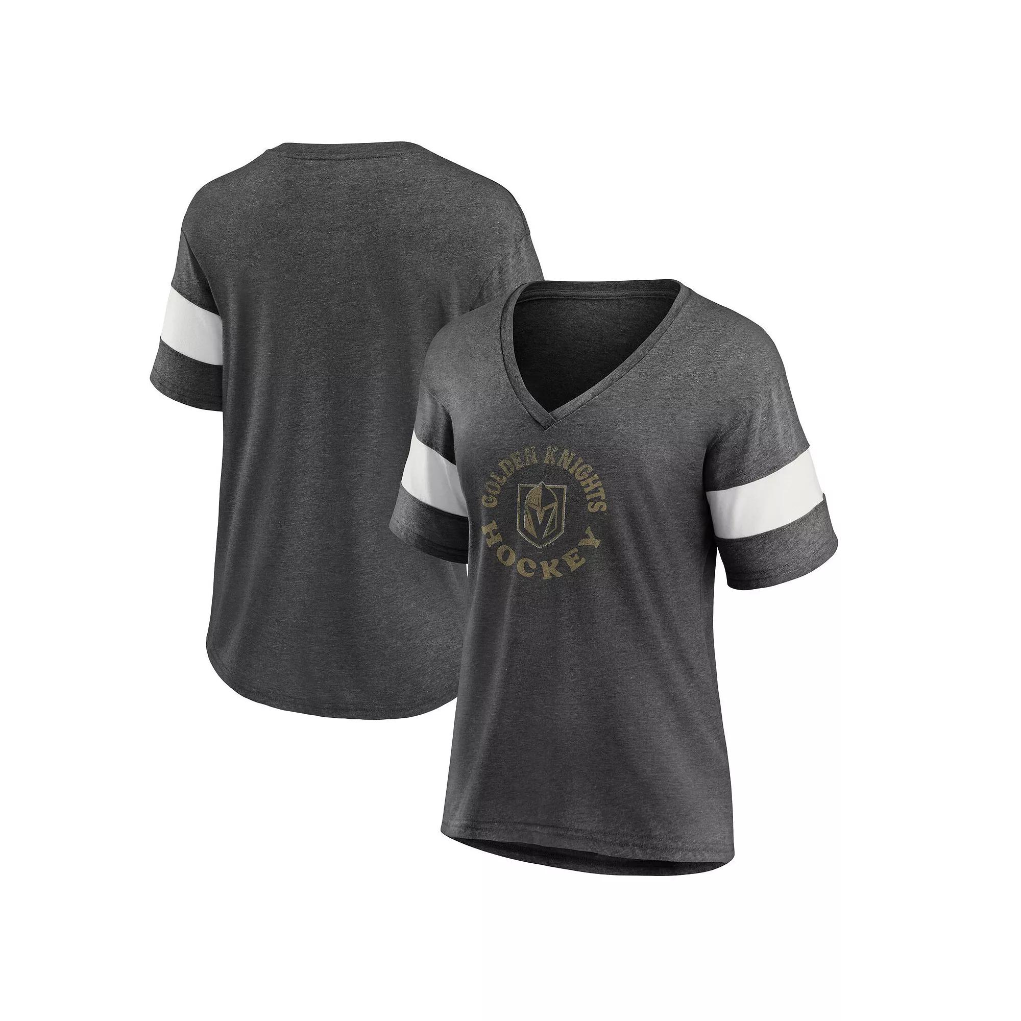 Women's Fanatics Branded Heather Charcoal Vegas Golden Knights Special Edition 2.0 Ring The Alarm V-Neck T-Shirt,  Product Image