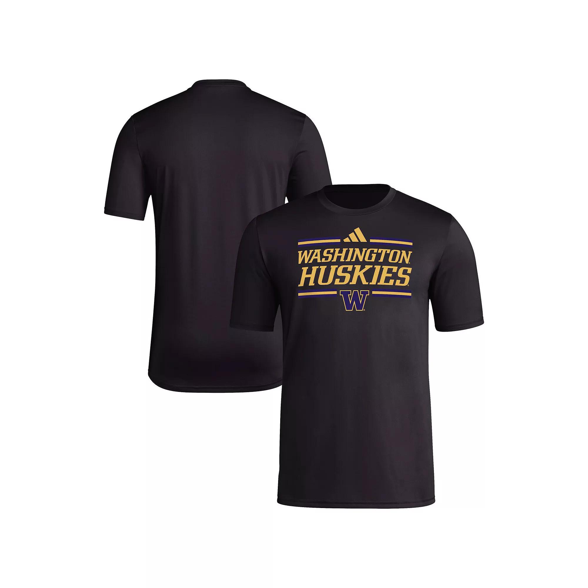 Men's adidas Black Washington Huskies Strategy Pre-Game T-Shirt, Size: Large Product Image