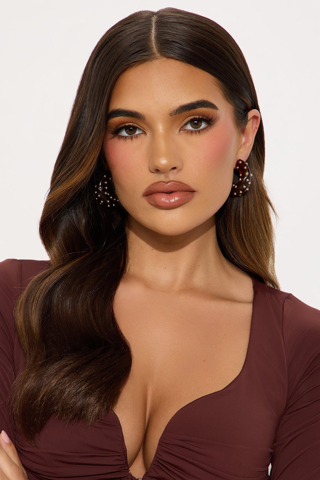 Brandy Hoop Earrings - Brown Product Image